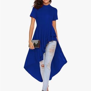 Elegant Blue High-Low Dress